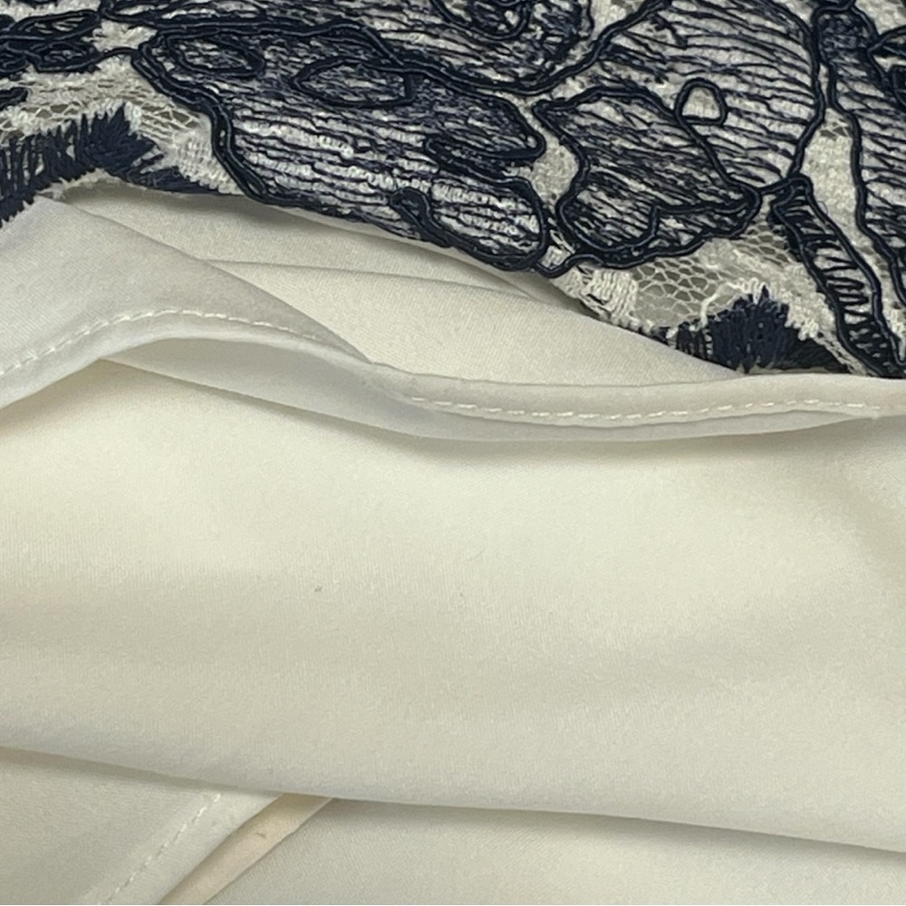 Eliza J Navy Blue / White Embroidered Lace Formal Sleeveless Lined Dress Size 6 - Picture 10 of 14